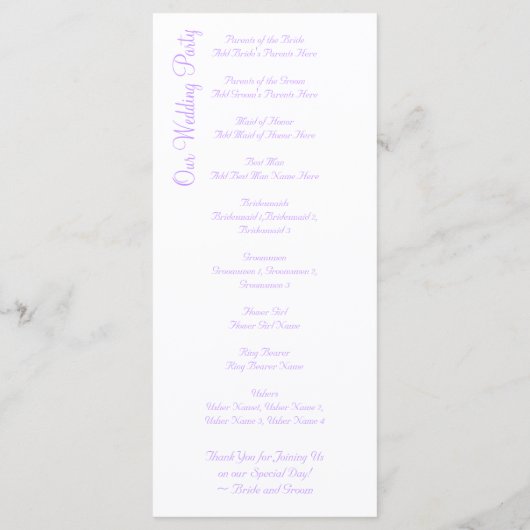 Palm Trees Plage tropicale Programmes de mariage (Dos)