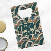 Palm Trees Polynesian Waves Vintage Beach Monogram