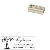 Palm Trees Script Familienaam Retouradres Rubberstempel (Gestempeld)