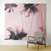 Palm Trees String Lights Roze fotografie achtergro Wandkleed (In Situ (horizontaal))