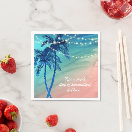 Palm Trees String of Lights Beach bruiloft servett Servet (Insitu)