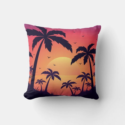Palm Trees Sunset Sunset Ceramic Ornament Kussen (Voorkant)
