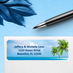 Palm Trees Tropical Beach Return Address Etiket