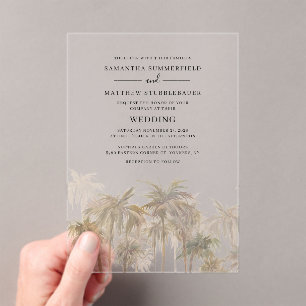 Palm Trees Tropical Beach Wedding Acryl Uitnodigingen