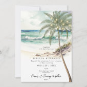palm trees tropical beach wedding invitation (Devant)