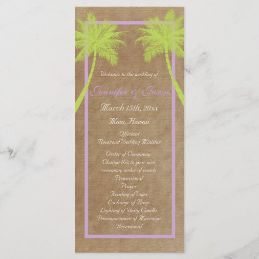 Palm Trees Tropical Beach Wedding Programs Programma (Voorkant)