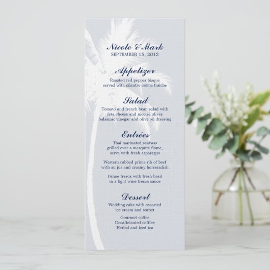 Palm Trees Tropical Mariage Cartes de menu (Debout devant)