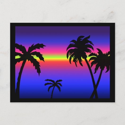 Palm Trees Tropical Sunset Briefkaart (Voorkant)