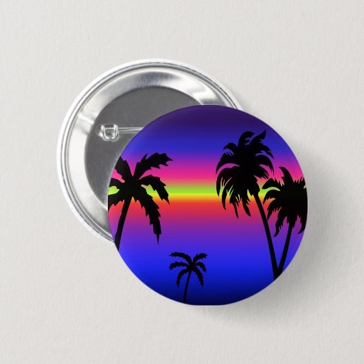 Palm Trees Tropical Sunset Button (Voorkant /achterkant)