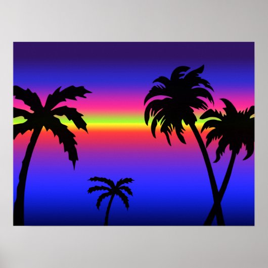 Palm Trees Tropical Sunset Poster (Voorkant)