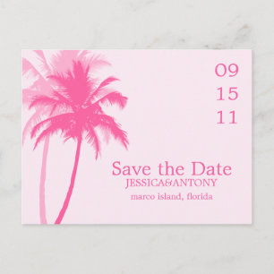 Palm Trees Tropical Wedding Save the Date Aankondigingskaart