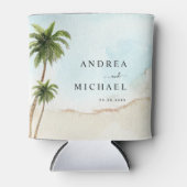 Palm Trees Tropische Strand Bestemming Bruiloft Blikjeskoeler (Voorkant)