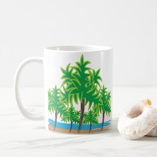 Palm Trees Waterverf Beach Tropical Koffiemok (Met donut)