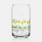 Palm Trees Waterverf Strand Tropische bruiloft Blikvorm Glas (Voorkant)