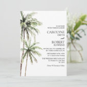 Palm Trees Waterverf Tropisch strand bruiloft Kaart (Staand voorkant)