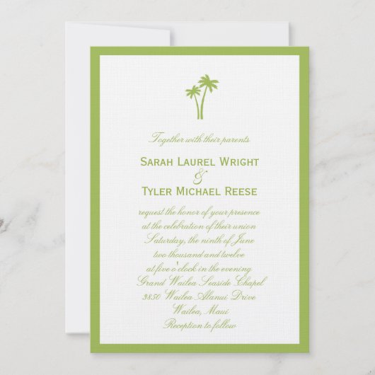 Palm Trees Wedding Invitation - Limoen Border Kaart (Voorkant)