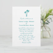 Palm Trees Wedding Invitation - White/Aqua Kaart (Staand voorkant)