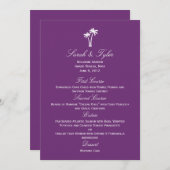 Palm Trees Wedding Menu Card - Paars (Voorkant / Achterkant)