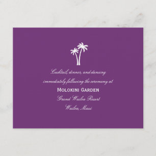 Palm Trees Wedding Reception Card - Paars Informatiekaartje