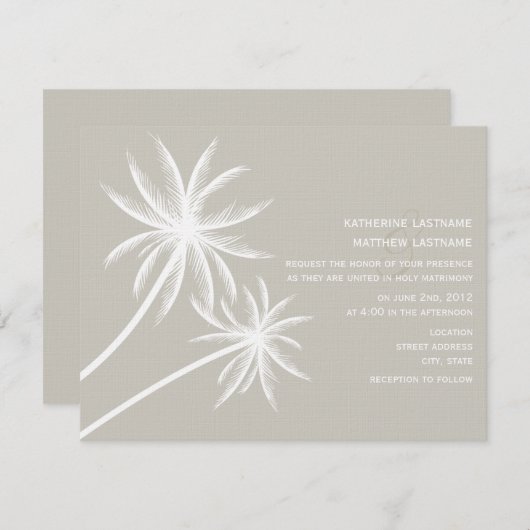 Palm Trees Wedding Uitnodiging (Voorkant / Achterkant)