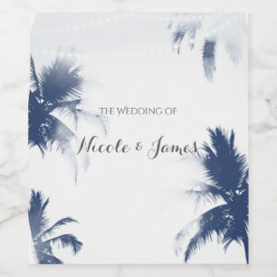 Palm Trees White Glamour Chic Modern Tropical Wine Wijn Etiket