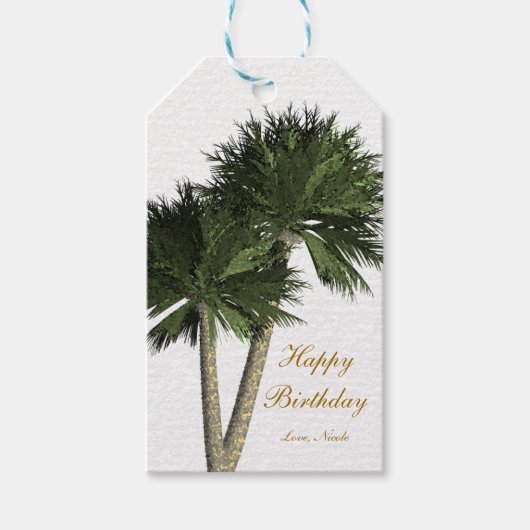 Palm Trees Wit Elegant Beach Wedding Gift Label Cadeaulabel (Voorkant)