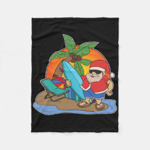 Palm Trees Zonsondergang Surfen Kerstman Grappig K Fleece Deken