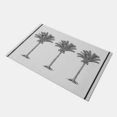 Palm Trepical Simple Elegant Beach Black Deurmat (Schuin)