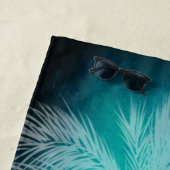 Palm tropical Aqua Blue Serviette de plage personn (En situation)