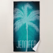 Palm tropical Aqua Blue Serviette de plage personn (Devant)