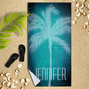 Palm tropical Aqua Blue Serviette de plage personn