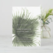 Palm Tropical Botanical Leaf Faire-part de mariage (Debout devant)