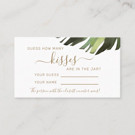 Palm Tropical Combien de baisers Douche Carte de j (Devant)