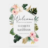 Palm Tropical Couples Douche Acrylique Affiche de (Recto)