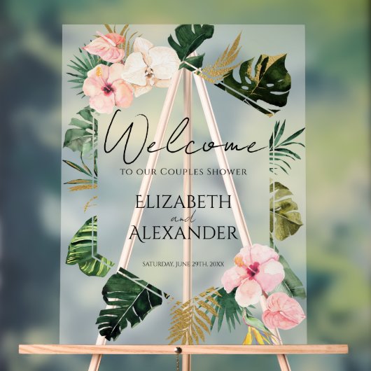 Palm Tropical Couples Douche Acrylique Affiche de (Neutre)