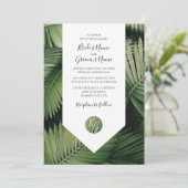 Palm Tropical Feuille Verdure Mariage Invitations (Debout devant)