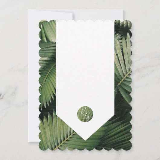 Palm Tropical Feuille Verdure Mariage Invitations (Dos)