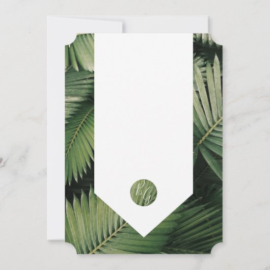 Palm Tropical Feuille Verdure Mariage Invitations (Dos)