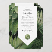 Palm Tropical Feuille Verdure Mariage Invitations (Devant / Derrière)