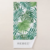 Palm Tropical Feuilles Nom Serviette de plage pers (Serviette de bain)
