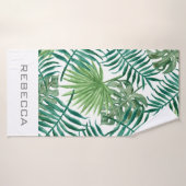 Palm Tropical Feuilles Nom Serviette de plage pers (Serviette de bain)