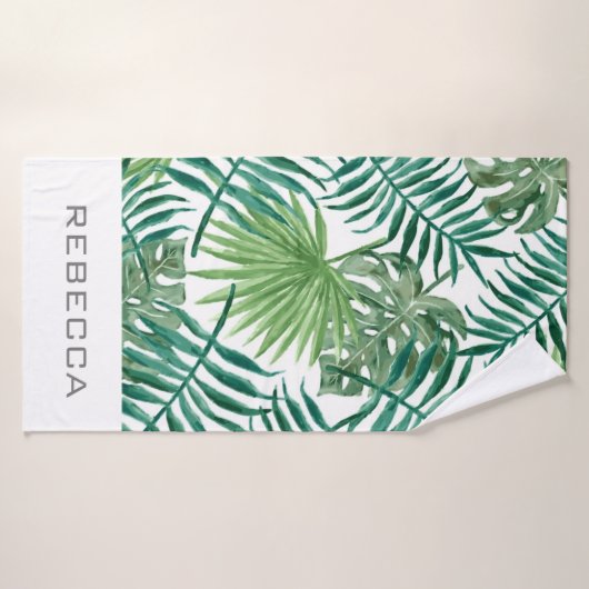 Palm Tropical Feuilles Nom Serviette de plage pers (Serviette de bain)