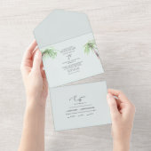 Palm Tropical Pale Seafoam All In One Invitation (Déchirure)