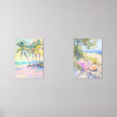Palm Tropical Pastel Coastal Wall Art Set de 2 (Recto)