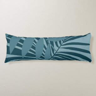 Palm & tropisch blad abstract in blauw groen grijs lichaamskussen