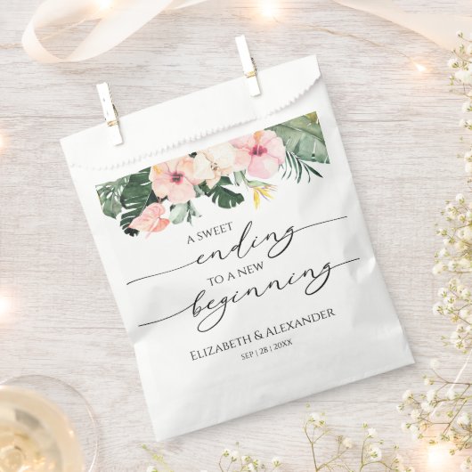 Palm tropisch | Sweet Ending Nieuw Begin Bruiloft Bedankzakje (Geknipt)