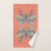 Palm Turquoise moderne Feuille Beach Coral (Serviette à main)