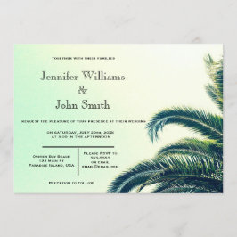 Palm Typography Bestemming Huwelijksuitnodigingen Kaart