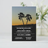 Palm Typography Destination Wedding Invitations Kaart (Staand voorkant)