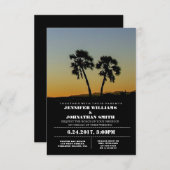Palm Typography Destination Wedding Invitations Kaart (Voorkant / Achterkant)